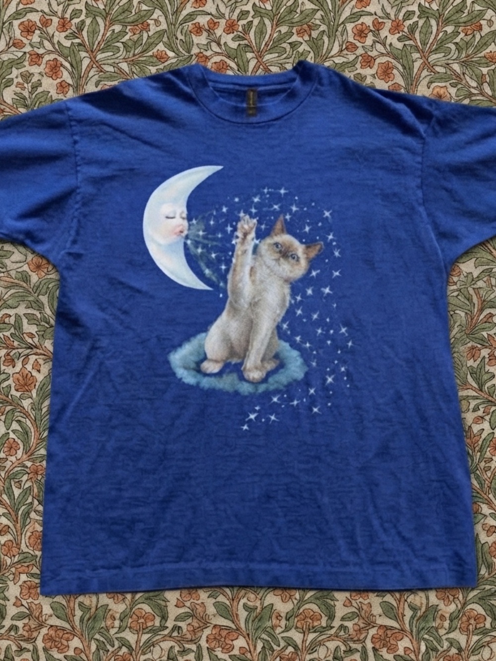 Gildan Royal Blue Cat & Moon Graphic Tee